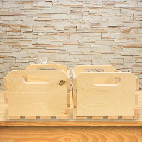 Wilson® Enterprises 8" x 7" x 5.5" Pine Handle Crates, 2ct.